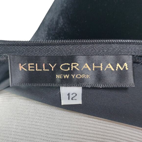 Vintage 90s Black Velvet Burnout Maxi Dress Mock Neck Animal Print Size 12 - Picture 11 of 12